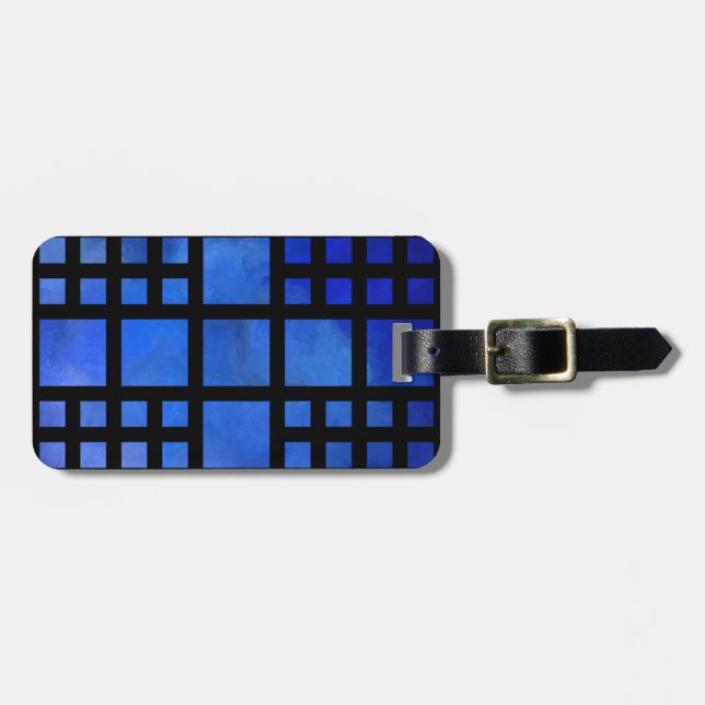 Etiqueta De Bagagem Cappanella V1 - quadrados azuis (Frente Horizontal)