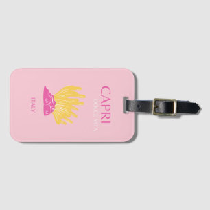Etiqueta De Bagagem CAPRI, Capri Viagem Art, Preppy, Preppy Room, Pink
