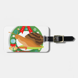 Etiqueta De Bagagem caracol de natal alegre