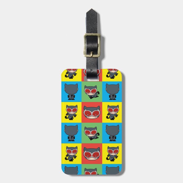 Etiqueta De Bagagem Caracter Chibi CatWomen Poses (Frente Vertical)