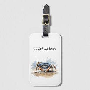 Etiqueta De Bagagem Caranguejo de Praia em Aquarela, personalizado