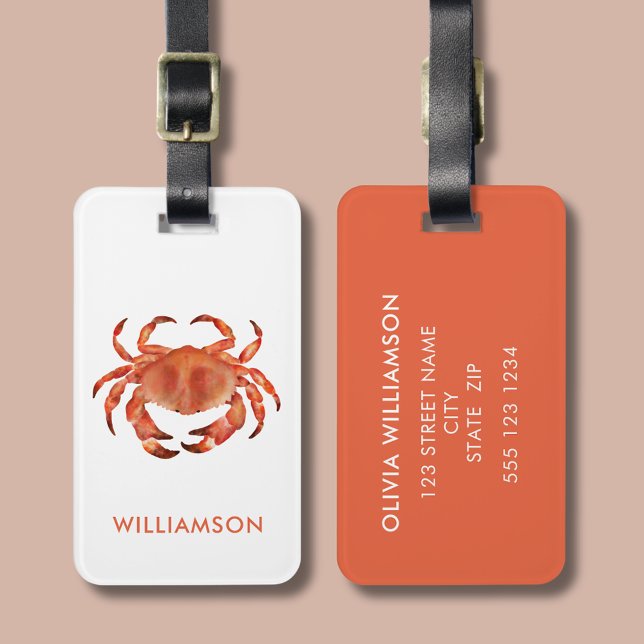 Etiqueta De Bagagem Caranguejo marrom crustáceo (Brown crab crustacean personalized luggage tag)