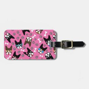 Etiqueta De Bagagem Caras engraçadas do bigode bonito de Boston