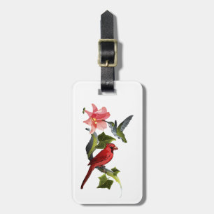 Etiqueta De Bagagem Cardeal e beija-flor-rosa Lily personalizado