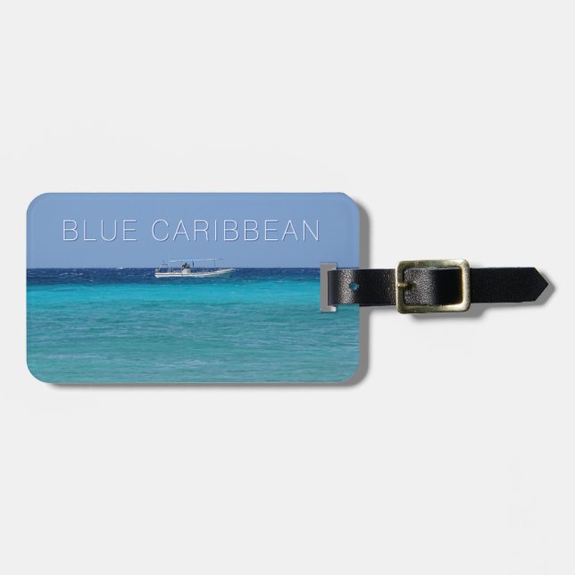 Etiqueta De Bagagem Caribe Azul (personalizável) (Frente Horizontal)