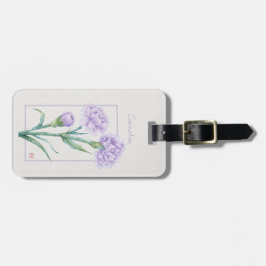 Etiqueta De Bagagem Carnation Lavanda Aquarela Botânica Nome Personali