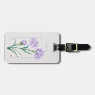 Etiqueta De Bagagem Carnation Lavanda Aquarela Botânica Nome Personali