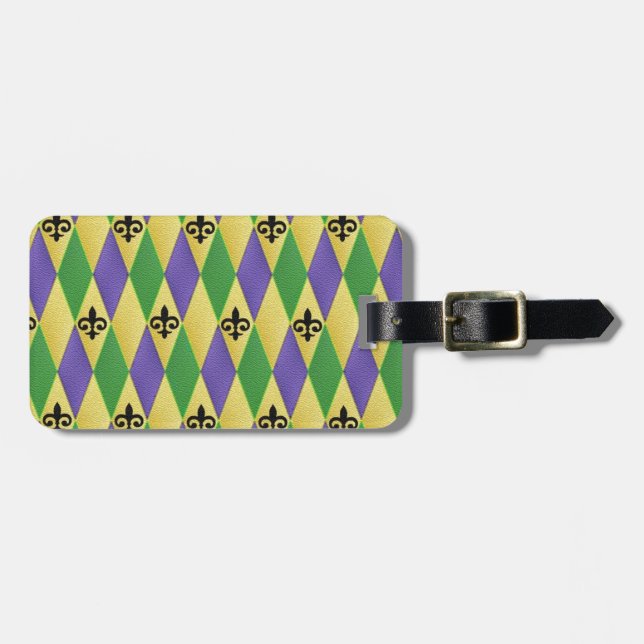 Etiqueta De Bagagem Carnaval Harlequim Flor de Lis (Frente Horizontal)