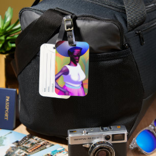 Etiqueta De Bagagem Carregando De Mulher Velha Africana Vase Na Cabeça