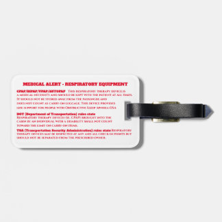 Etiqueta De Bagagem Carregar da doença do CPAP em viagem