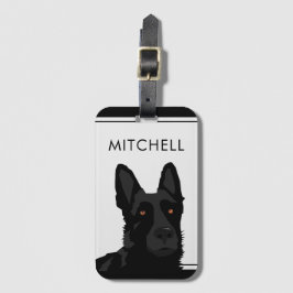 Etiqueta De Bagagem Carreira de cães German shepherd preto