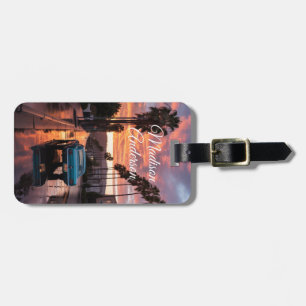 Etiqueta De Bagagem Carro Retroativo e Palm Sunset Personalizado