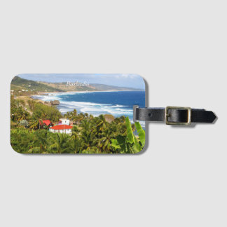 Etiqueta De Bagagem Cartão-postal de Barbados, Oceano, árvores tropica