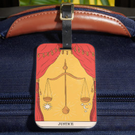 Etiqueta De Bagagem Cartão tarot de justiça moderno Major Arcana desig