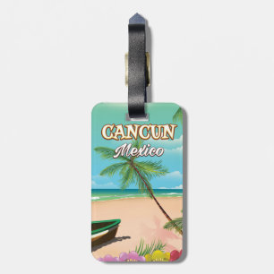 Etiqueta De Bagagem cartaz da praia de Cancun México