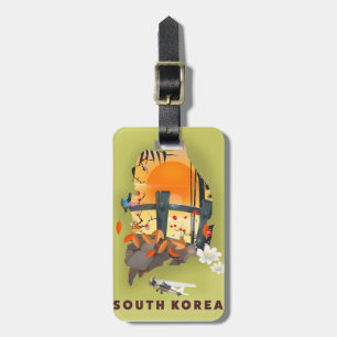 Etiqueta De Bagagem Cartaz de mapa ilustrado da Coreia do Sul