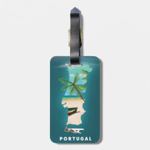 Etiqueta De Bagagem Cartaz de viagem com mapa de Portugal.