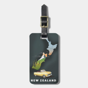 Etiqueta De Bagagem cartaz de viagem de férias na Nova Zelândia