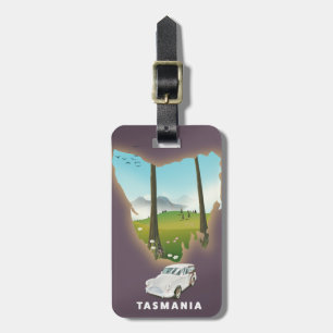Etiqueta De Bagagem Cartaz de viagem do mapa ilustrado da Tasmânia.
