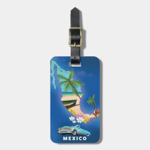 Etiqueta De Bagagem Cartaz de viagem ilustração do mapa do México.