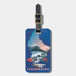 Etiqueta De Bagagem Cartaz de viagem ilustrado do mapa de Luxemburgo.