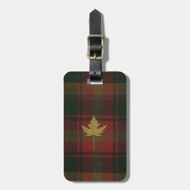 Etiqueta De Bagagem Cartografia Canadiana Leaf Tartan LuBagage (Frente Vertical)