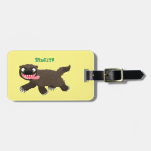 Etiqueta De Bagagem Cartografia de lobo faminta e engraçada