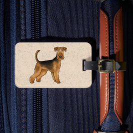 Etiqueta De Bagagem Cartoon de Airedale Terrier com texto personalizad