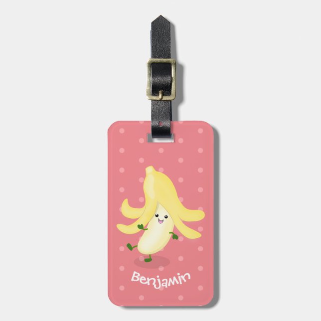 Etiqueta De Bagagem Cartoon de banana kawaii (Frente Vertical)