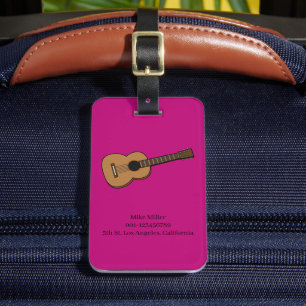 Etiqueta De Bagagem Cartoon de Guitarra Personalize