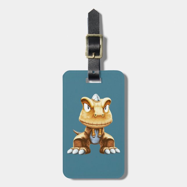 Etiqueta De Bagagem Cartoon Dinossaur (Frente Vertical)