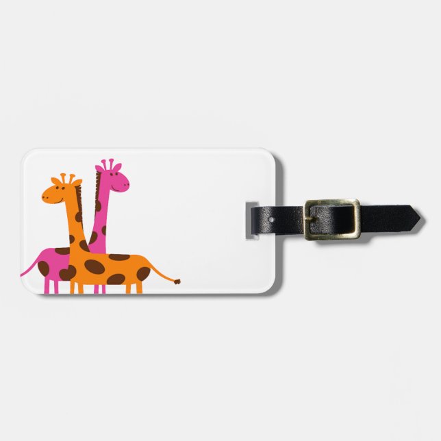 Etiqueta De Bagagem Cartoon Giraffe (Frente Horizontal)