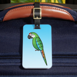 Etiqueta De Bagagem Cartoon Militar Macaw Parrot Bird