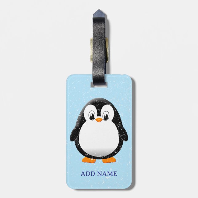 Etiqueta De Bagagem Cartoon Pinguim Bonito Personalizado Inverno (Traseira Vertical)