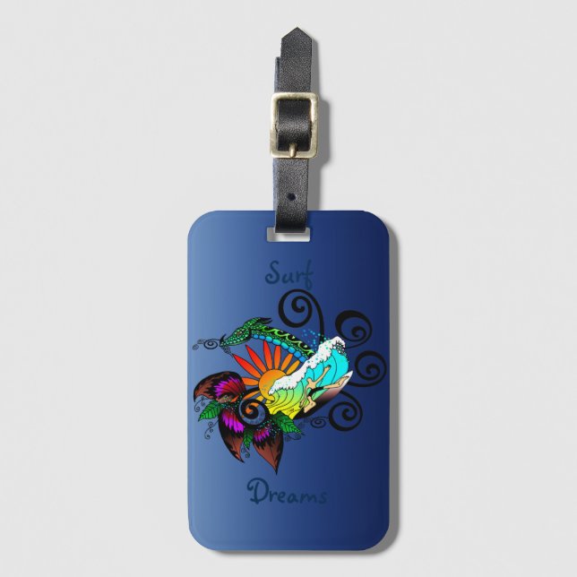 Etiqueta De Bagagem Cartoon Surfer Dude (Frente Vertical)