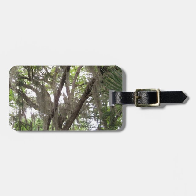 Etiqueta De Bagagem carvalho com musgo espanhol acenando nos ramos (Frente Horizontal)