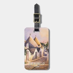 Etiqueta De Bagagem Casa de Trulli Personalizada Alberobello Aquarela 