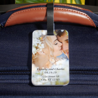 Etiqueta De Bagagem Casamento de Corações Bonitos Laranja Personalizad