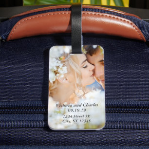 Etiqueta De Bagagem Casamento de Corações Lindos Laranja Pêssego Perso