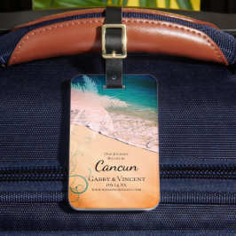 Etiqueta De Bagagem Casamento de Destino de Praia Tropical Salvar a Da