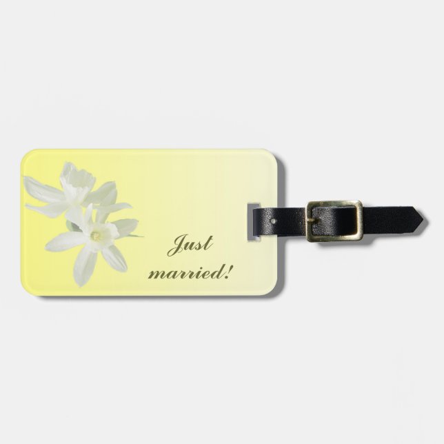 Etiqueta De Bagagem Casamento Floral Amarelo (Frente Horizontal)