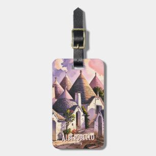 Etiqueta De Bagagem Casas Trulli Alberobello Itália Aquarela Personali