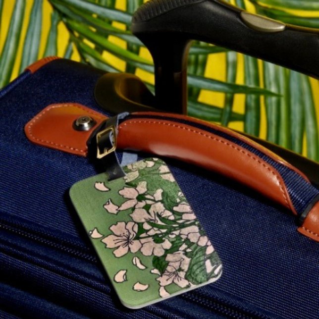 Etiqueta de Bagagem Cascata de Flor de Rosa ( Luggage tag single-sided w Card Slot, weatherproof, leather strap included. 
)
