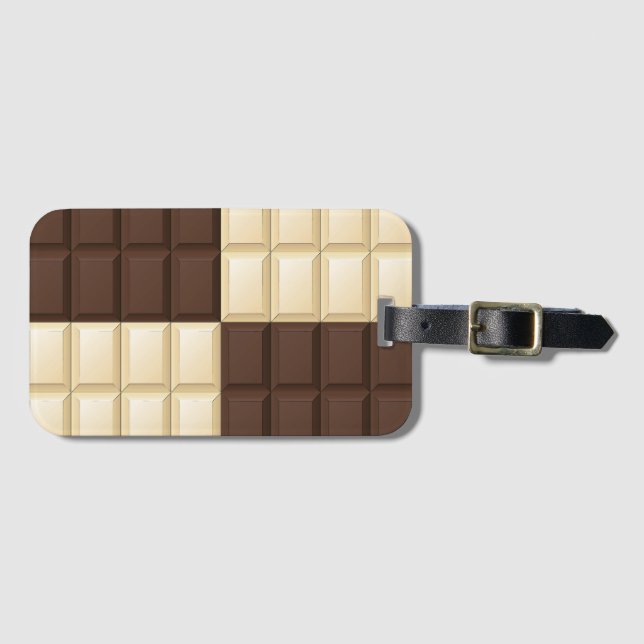 Etiqueta De Bagagem Castanho E Chocolate Branco (Frente Horizontal)