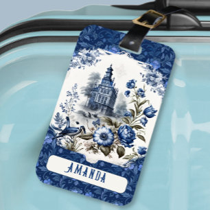 Etiqueta De Bagagem Castelo de atordoamento floral Toro Azul de jouy m
