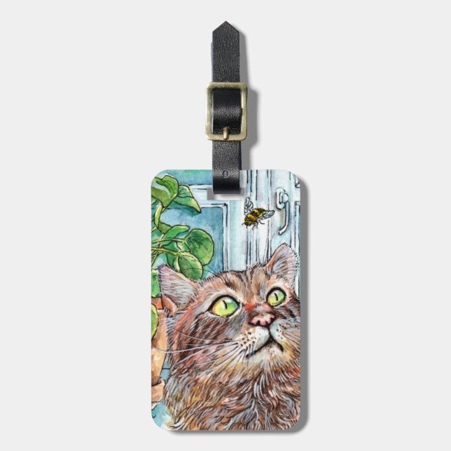 Etiqueta De Bagagem Cat e a abelha (Frente Vertical)