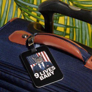 Etiqueta De Bagagem Cat in Suite com Trump Hair American Flag 9 Livres