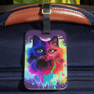 Etiqueta De Bagagem Cat Trippy Psychedelic Pop Art