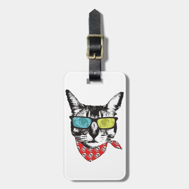 Etiqueta De Bagagem Cat with sunglass (Frente Vertical)