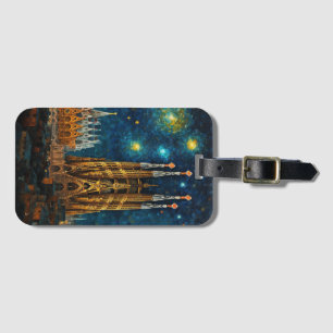 Etiqueta De Bagagem Catalan Starry Night Gaudí encontra Van Gogh